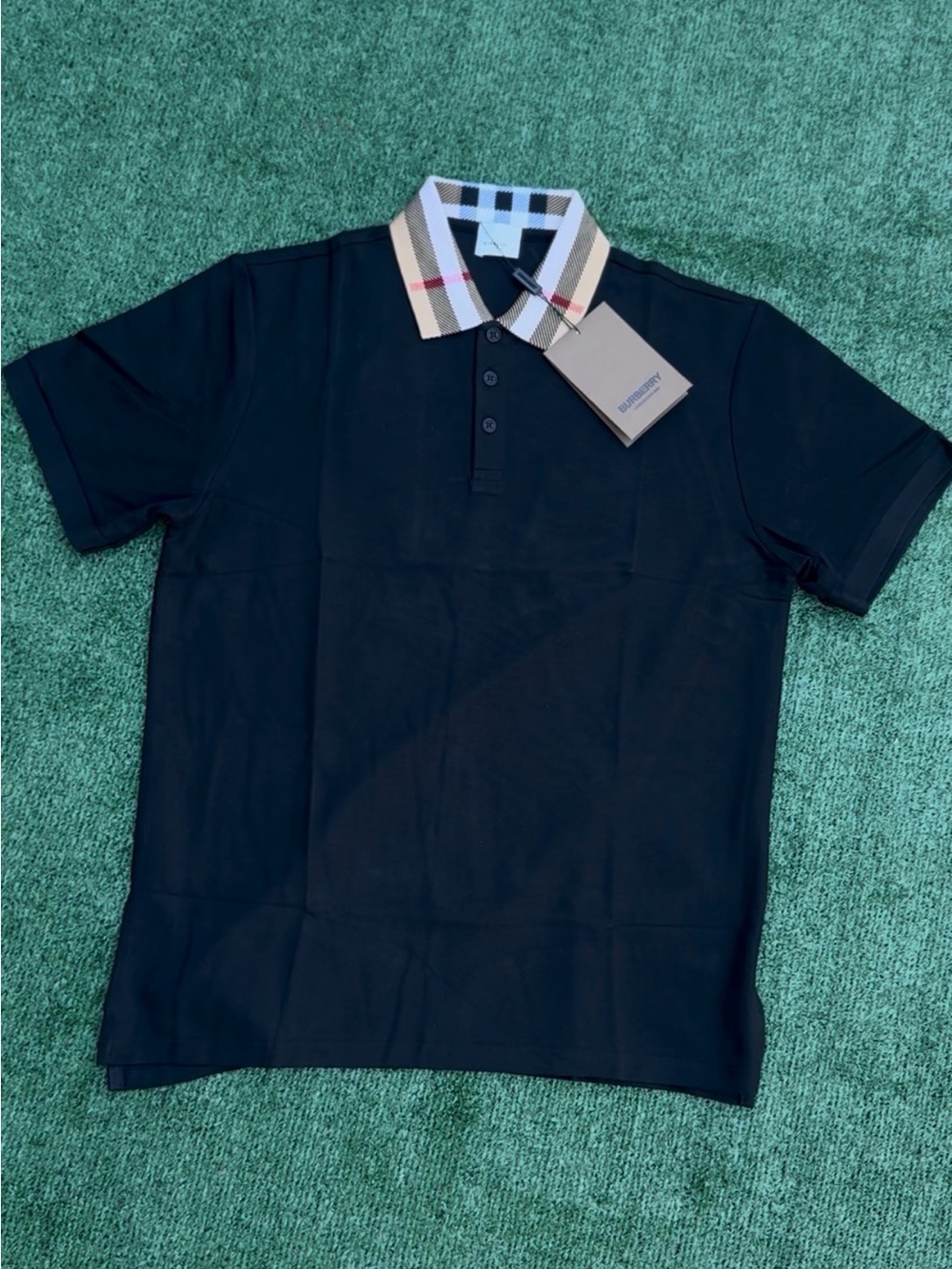 Black Polo Shirt with Patterned Collar - Designer Style